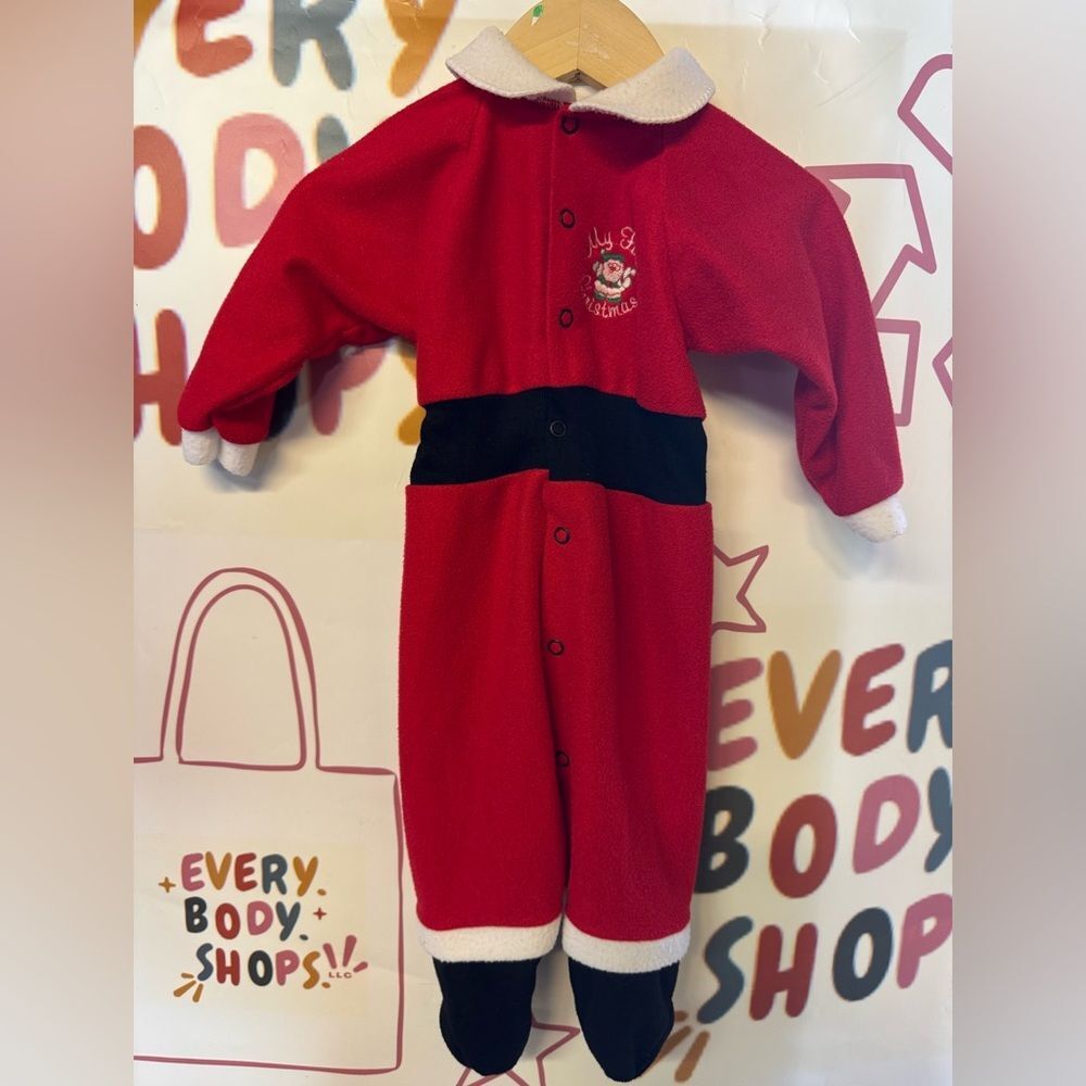 MY FIRST CHRISTMAS 6 months infant Red Santa-Themed Kids One Piece